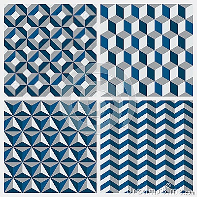 Set of geometric seamless patterns. Vector illustration. Vector Illustration