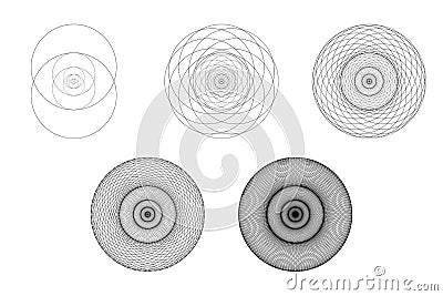 Set of geometrical elements and shapes. Sacred Geometry Vesica Piscis development and evolution. Vector Illustration