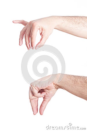 Set of gesturing hands, on white. Stock Photo