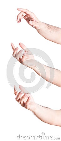 Set of gesturing hands, on white Stock Photo