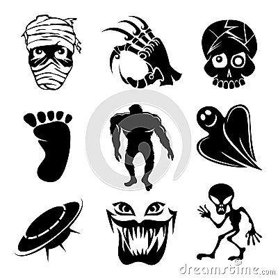 Set of ghost ghouls and alien icons Vector Illustration