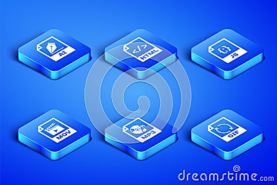 Set GIF file document, AI, MP3, MOV, HTML and JS icon. Vector Stock Photo