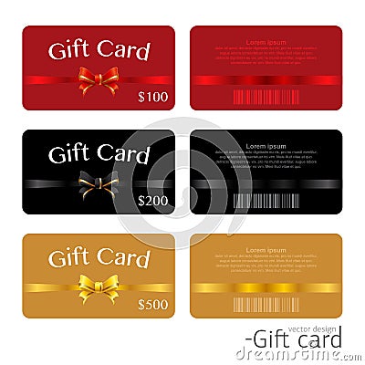 Set of gift card templates. Vector design of plastic cards Vector Illustration