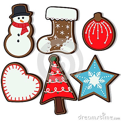 Set of gingerbread cookies for new year or christmas. Stock Photo