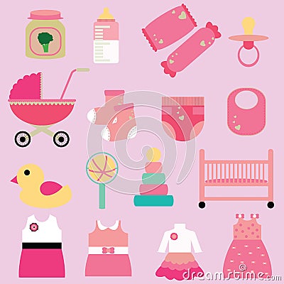 set of girl baby icons. Vector illustration decorative design Vector Illustration