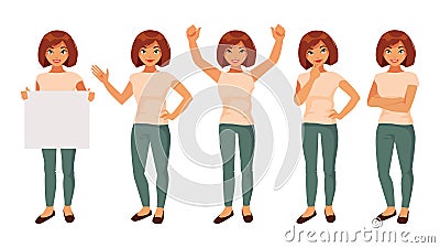 Set of girls in different poses Vector Illustration