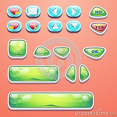 Set glamorous buttons with an OK button, buttons yes and no to computer games design and web design Vector Illustration