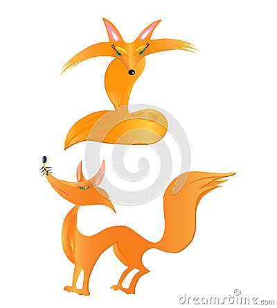 Set of glamour cunning foxes Vector Illustration