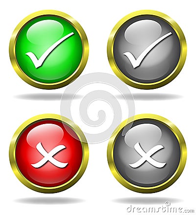 Set of glass Accept - Reject buttons Stock Photo