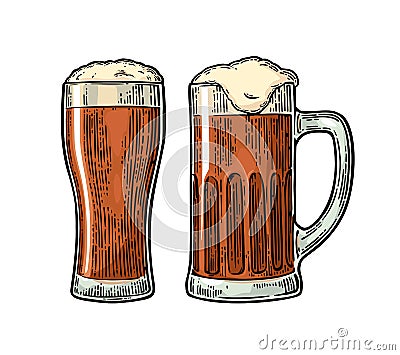 Set glass beer Vector Illustration