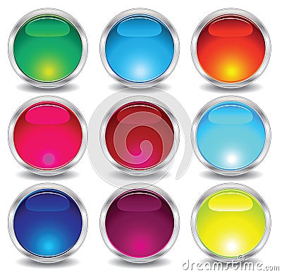 Set of glass buttons Vector Illustration