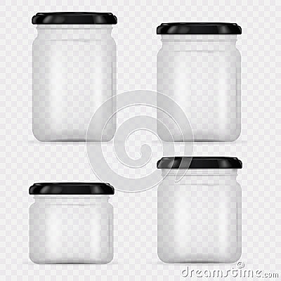 Set of Glass Jars for canning and preserving. Vector Illustration