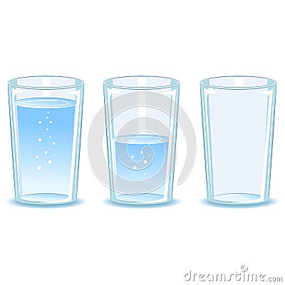 Set Glass of water Vector Illustration