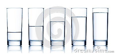 Set of glasses filled with water Stock Photo