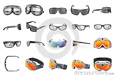 Set glasses goggles Stock Photo