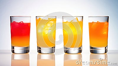 Set with glasses of tasty Tequila Sunrise cocktail on white background, generative ai Stock Photo