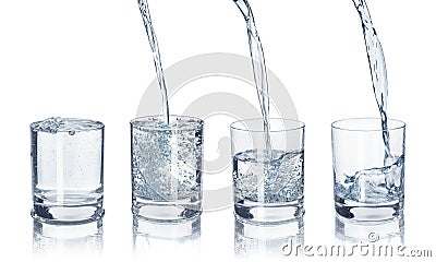 A set of glasses with water on an Stock Photo