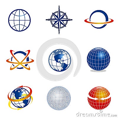 Set of globe/navigation icons Vector Illustration