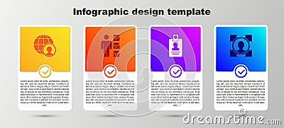 Set Globe and people, User of man in business suit, Identification badge and Head hunting. Business infographic template Vector Illustration