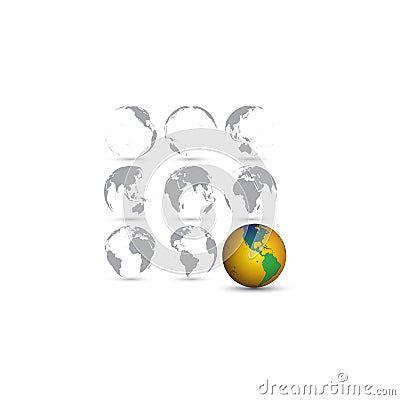 Set of globes, world map vector illustration Vector Illustration