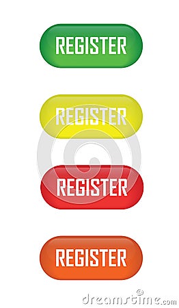 Set of glossy button register icons for your design Vector Illustration