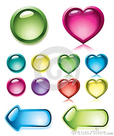 Set of glossy buttons Vector Illustration