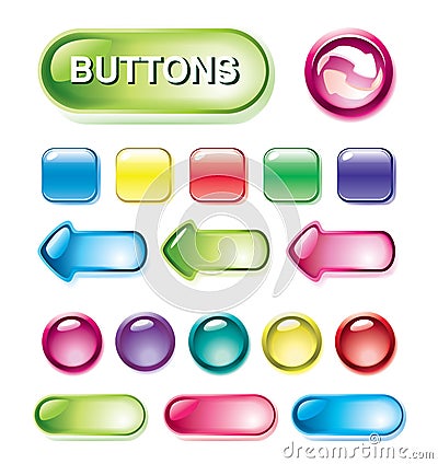 Set of glossy buttons Vector Illustration