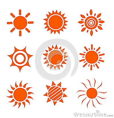 Set of glossy sun images vector Vector Illustration