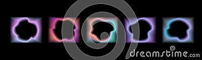 Set of glowing colored gradient rectangular frames with inner blur abstract shape. Square vector frames with aura for Stock Photo