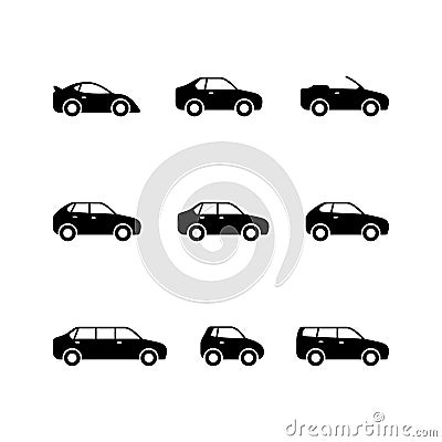 Set glyph icons of car Vector Illustration