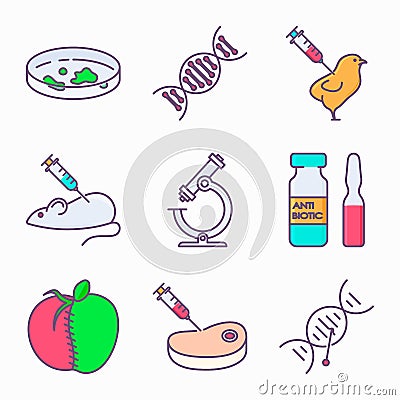 Set of GMO icons Vector Illustration
