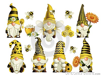 Set of gnomes bee Stock Photo