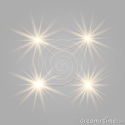 Set of gold beautiful stars. Vector Illustration