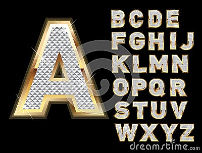 Set of gold and bling letters Vector Illustration