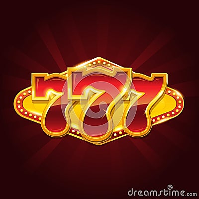 Set of 777 gold casino jackpot sign Vector Illustration