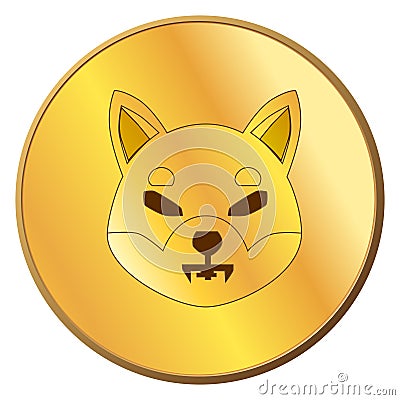 Set of gold coins Shiba Inu SHIB in isometric view isolated on white Vector Illustration