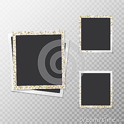 Set with gold confetti stars Vector Illustration