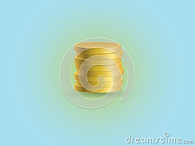 A set of gold dinar coins focusing on blue background meaning wealth and economic stability Vector Illustration