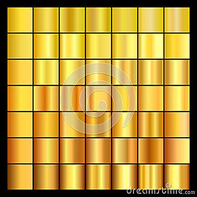 Set of gold gradients. Collection of gold backgrounds. Vector Illustration