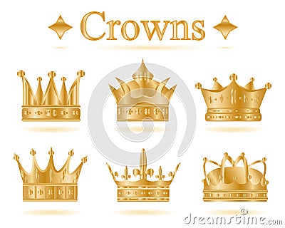 Set of gold king crown . Vector illustration Vector Illustration