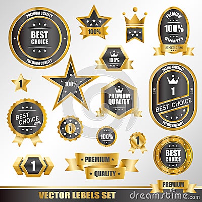 Set of gold labels Vector Illustration