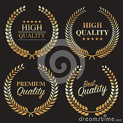 Set from gold laurel wreath Vector Illustration