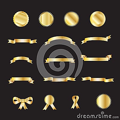 Set of gold luxury ribbons Vector Illustration