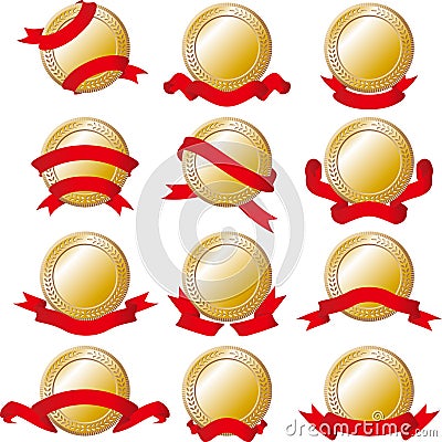 Set of gold medal Vector Illustration