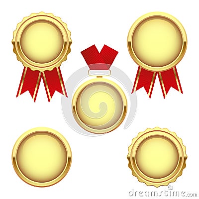 Set of gold medal awards, vector trophy Vector Illustration