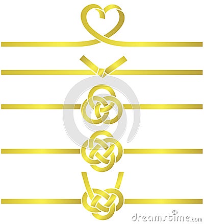 Set of gold mizuhiki illustrations. Vector Illustration