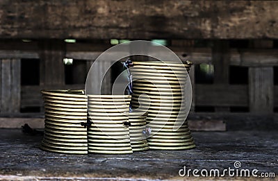 Set of gold necklace for Hill tribe Stock Photo