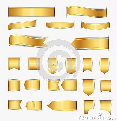 Set of gold ribbons Vector Illustration