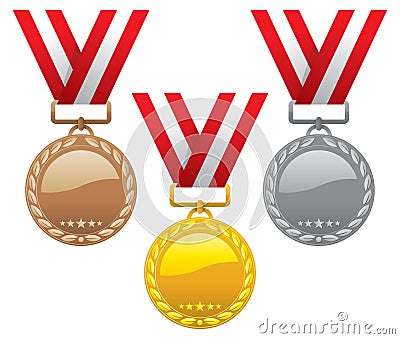 Set of gold, silver and bronze medals. vector Vector Illustration