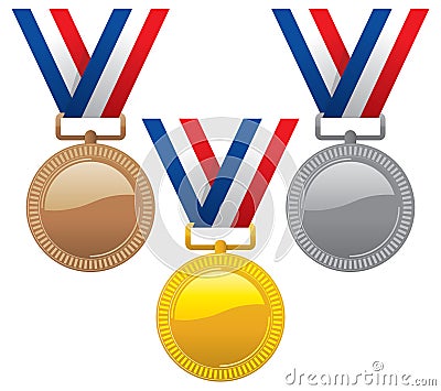 Set of gold, silver and bronze medals. vector Vector Illustration